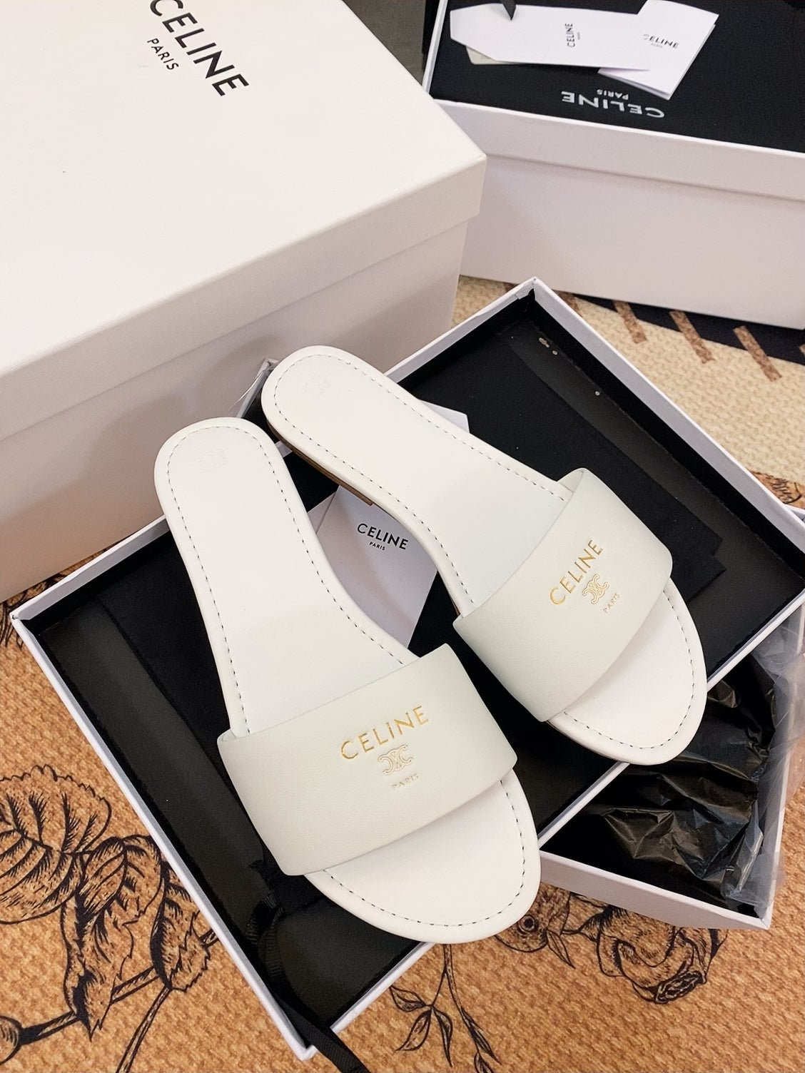 Triomphe Roman Slide Sandal | Lambskin | Italian Leather Sole
