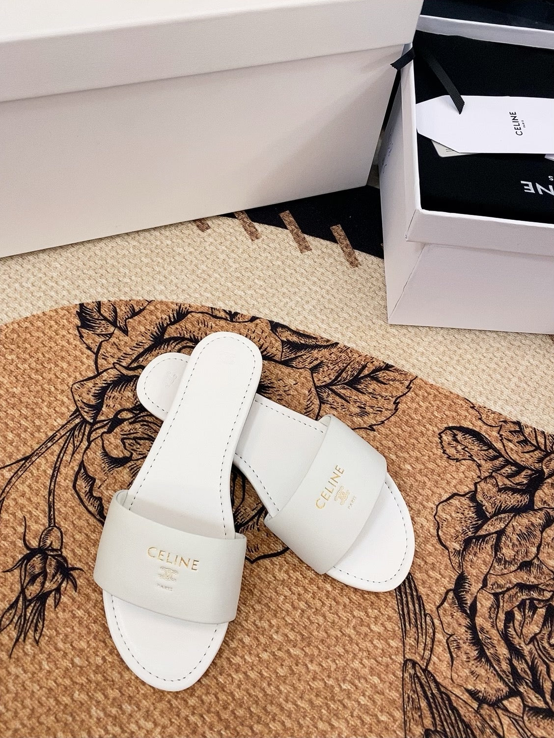 Triomphe Roman Slide Sandal | Lambskin | Italian Leather Sole