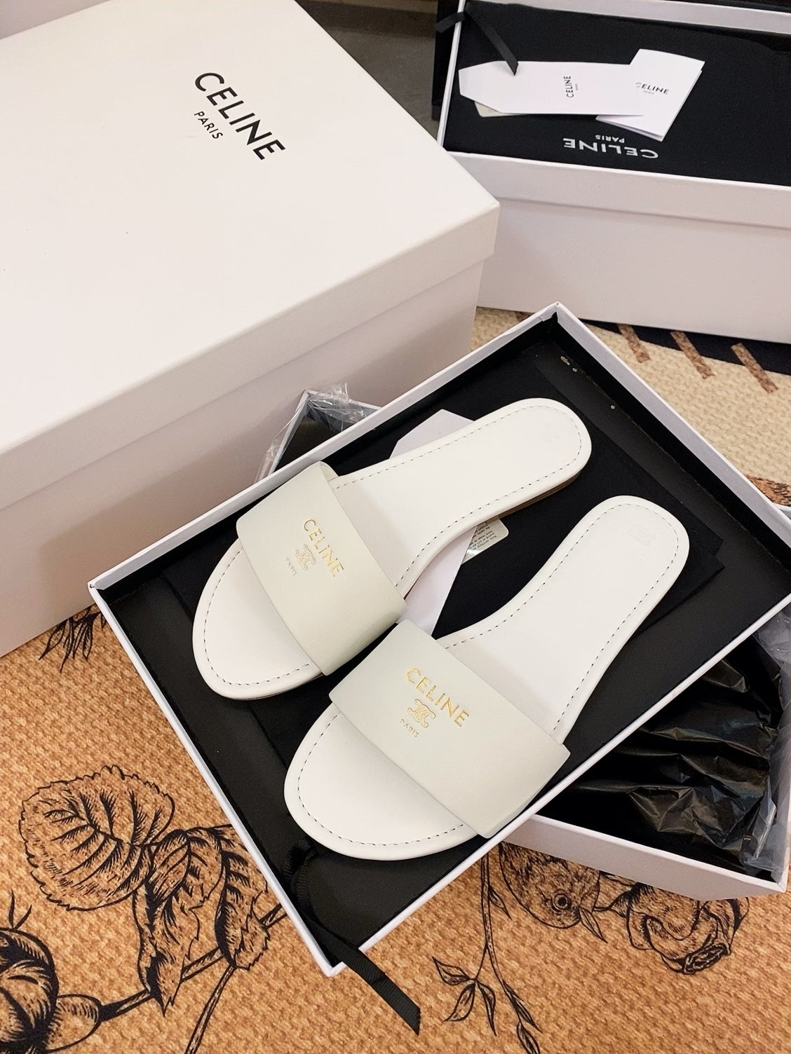 Triomphe Roman Slide Sandal | Lambskin | Italian Leather Sole