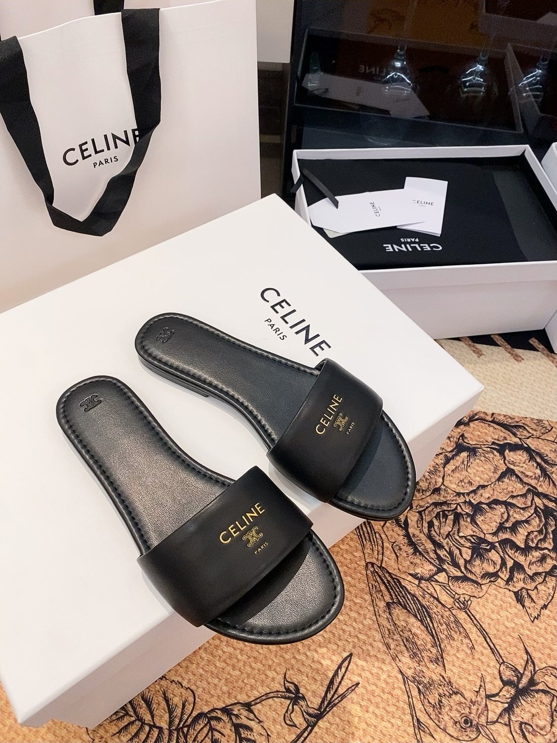 Triomphe Roman Slide Sandal | Lambskin | Italian Leather Sole