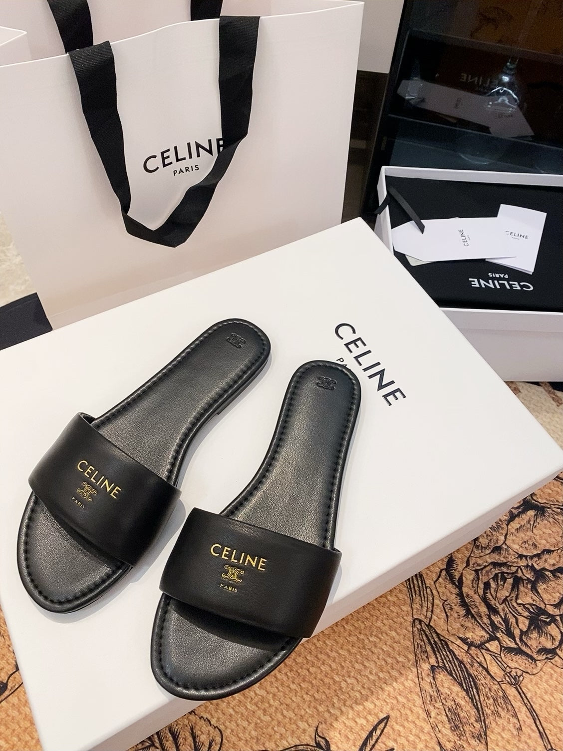 Triomphe Roman Slide Sandal | Lambskin | Italian Leather Sole