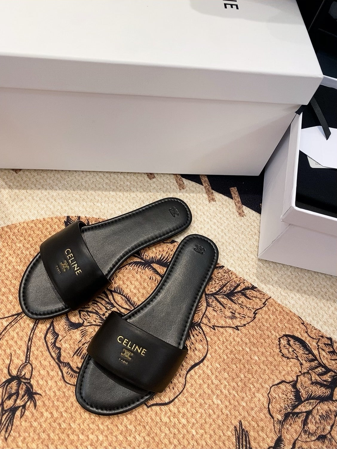 Triomphe Roman Slide Sandal | Lambskin | Italian Leather Sole