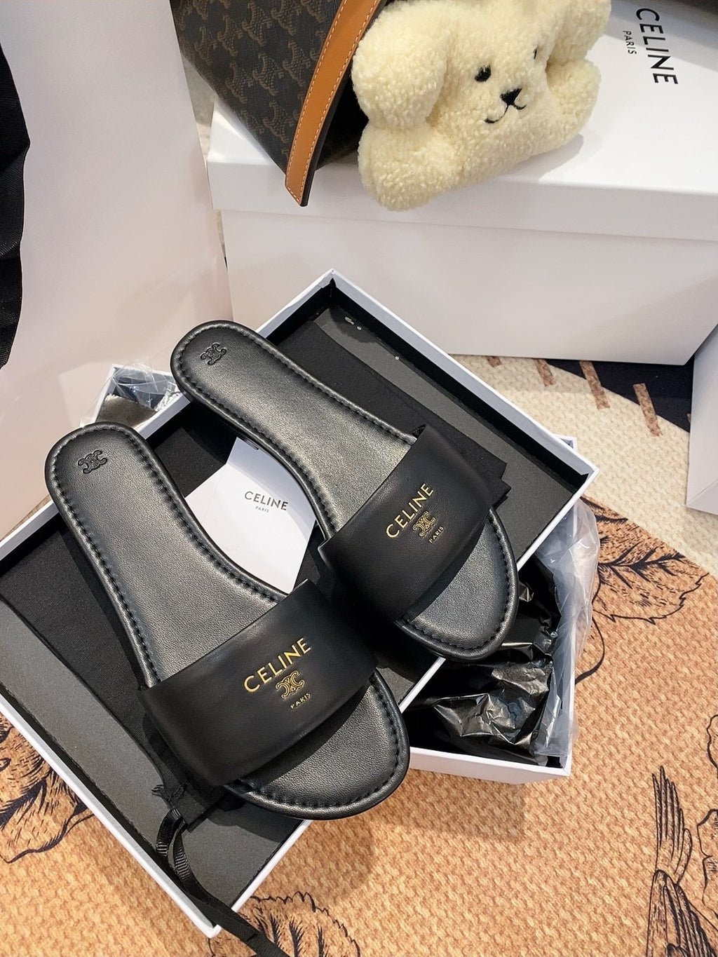 Triomphe Roman Slide Sandal | Lambskin | Italian Leather Sole