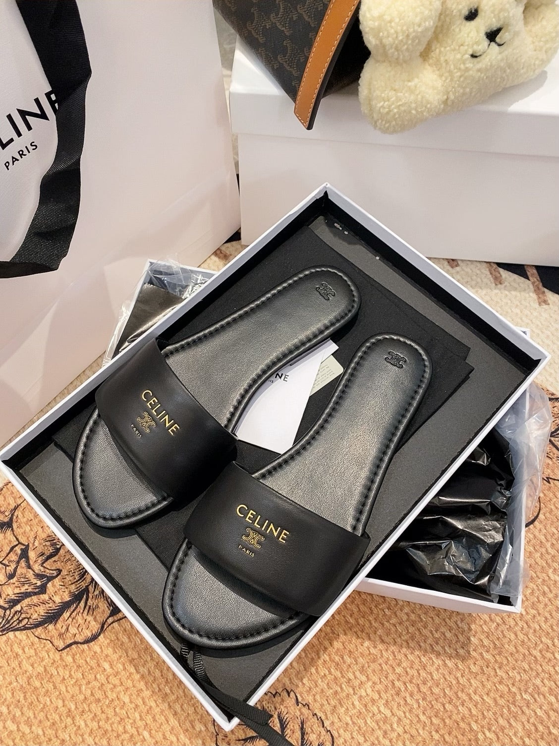 Triomphe Roman Slide Sandal | Lambskin | Italian Leather Sole