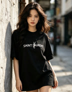 Cracked Print Cotton Tee | Black & White