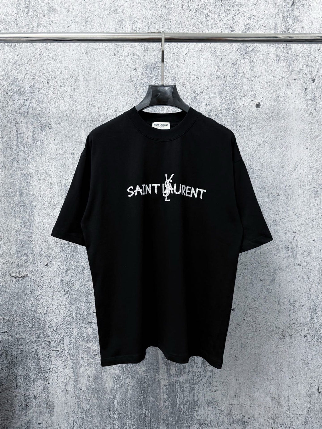 Cracked Print Cotton Tee | Black & White