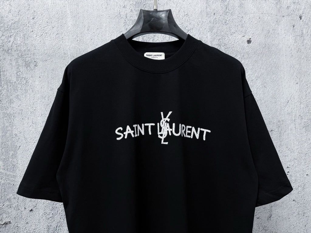 Cracked Print Cotton Tee | Black & White