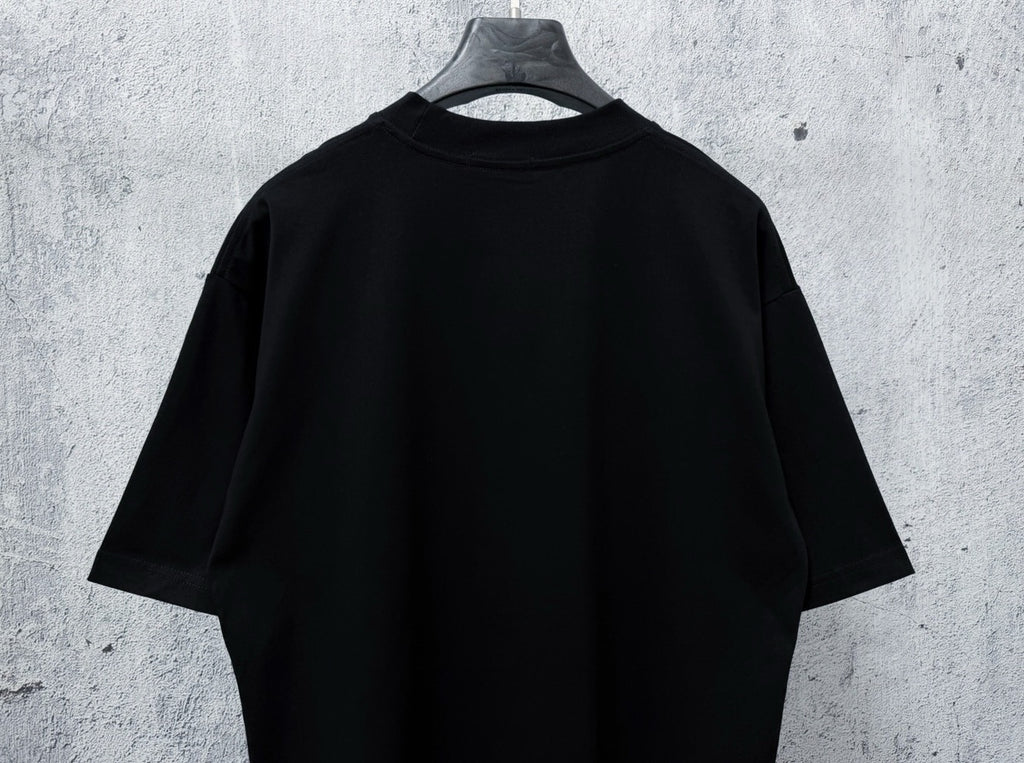 Cracked Print Cotton Tee | Black & White