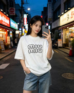 Flocked Letter Logo Tee | Black & White