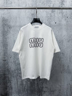 Flocked Letter Logo Tee | Black & White