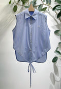 Stripe Sleeveless Shirt | Embroidered Logo