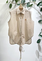 Stripe Sleeveless Shirt | Embroidered Logo