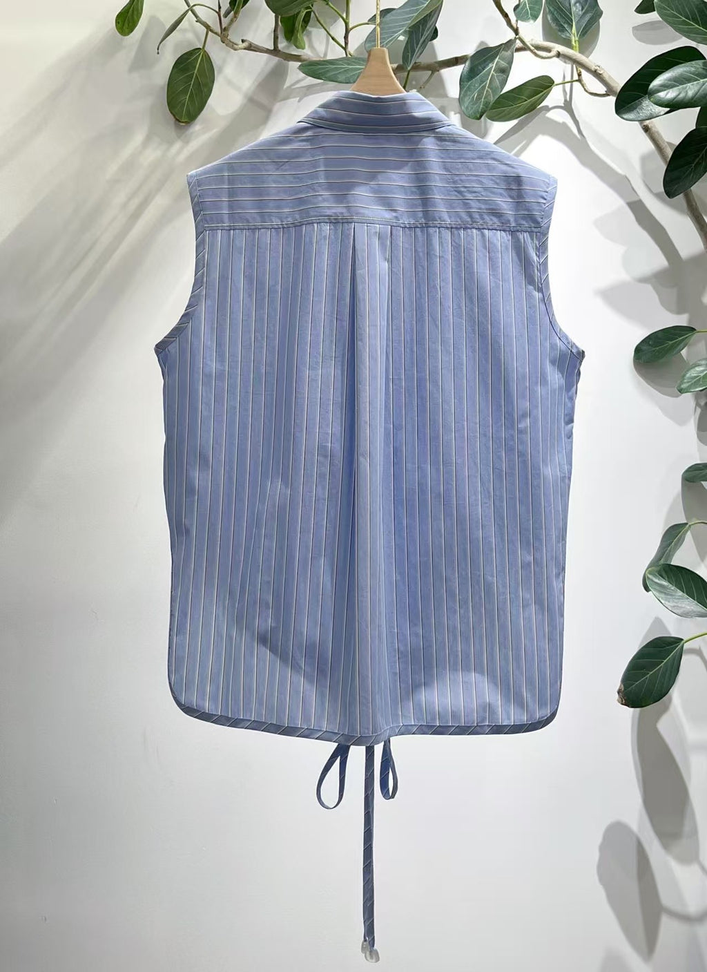Stripe Sleeveless Shirt | Embroidered Logo
