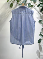 Stripe Sleeveless Shirt | Embroidered Logo