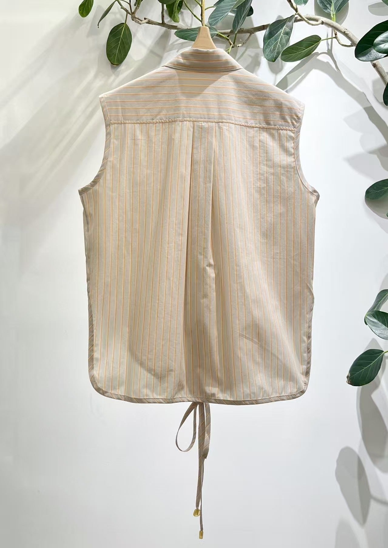 Stripe Sleeveless Shirt | Embroidered Logo