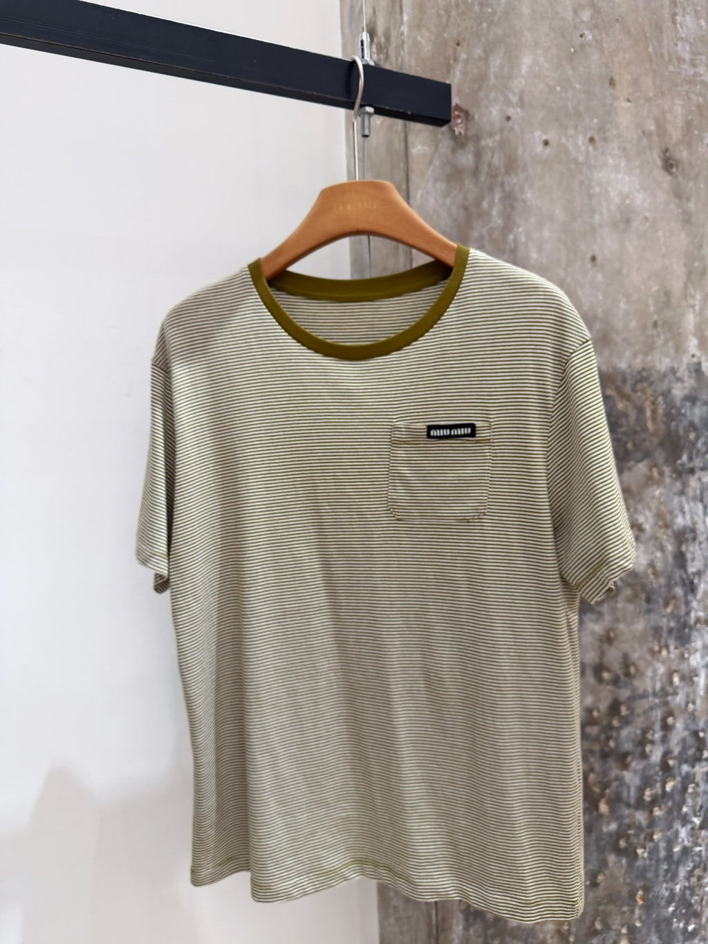 Stripe Crew Neck Tee | Olive Green