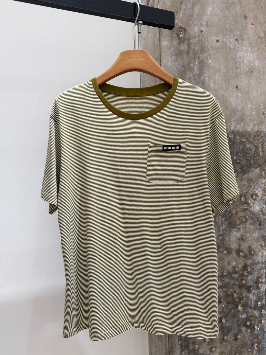 Stripe Crew Neck Tee | Olive Green