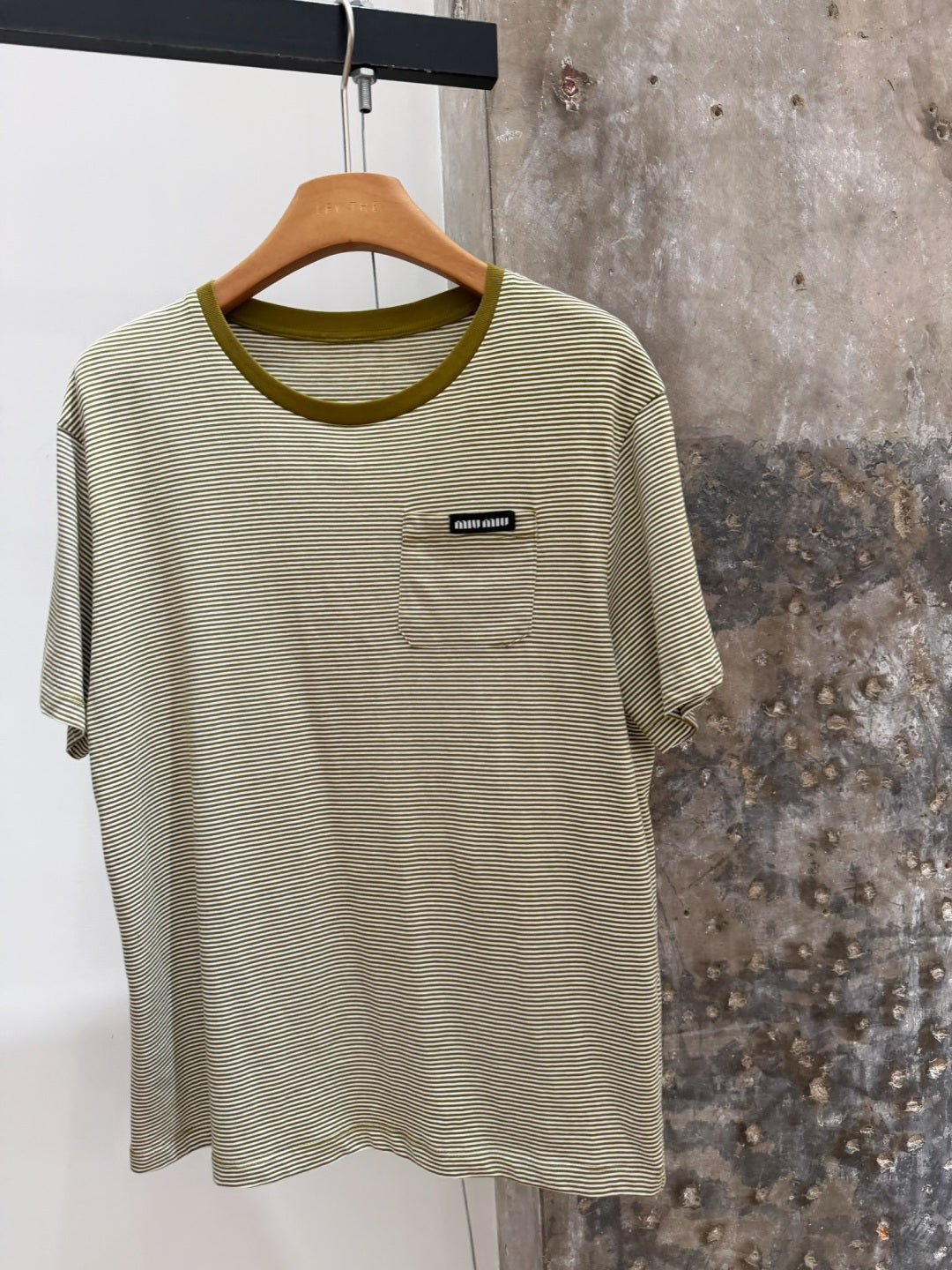 Stripe Crew Neck Tee | Olive Green
