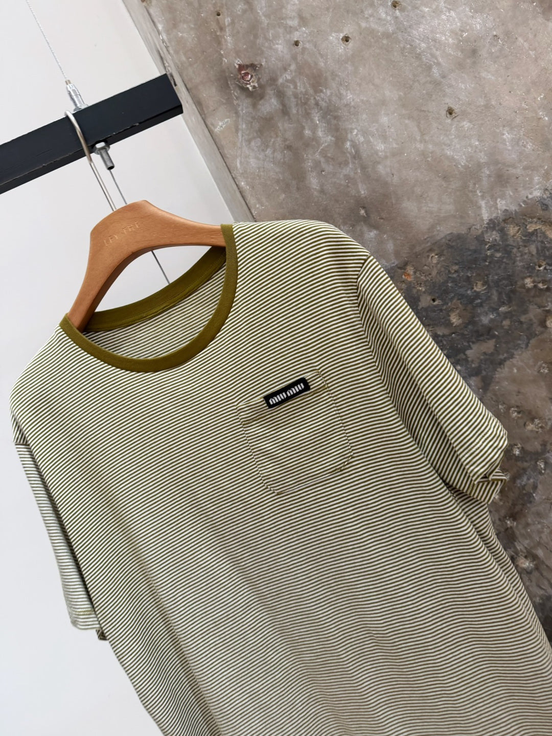 Stripe Crew Neck Tee | Olive Green