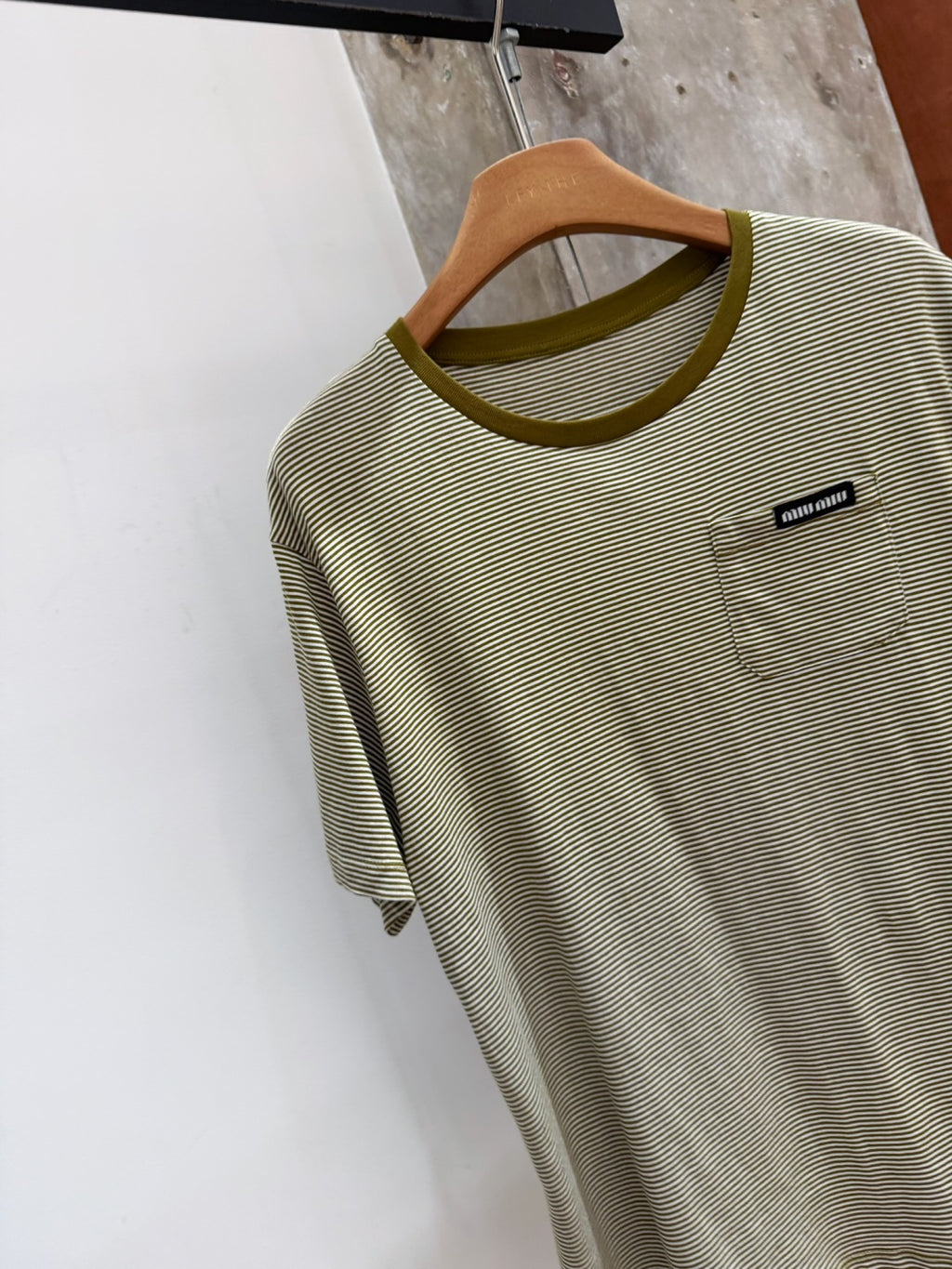 Stripe Crew Neck Tee | Olive Green