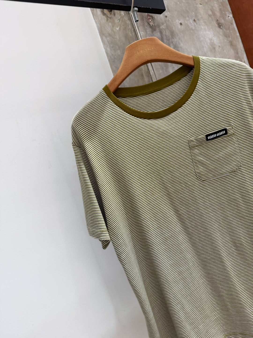 Stripe Crew Neck Tee | Olive Green