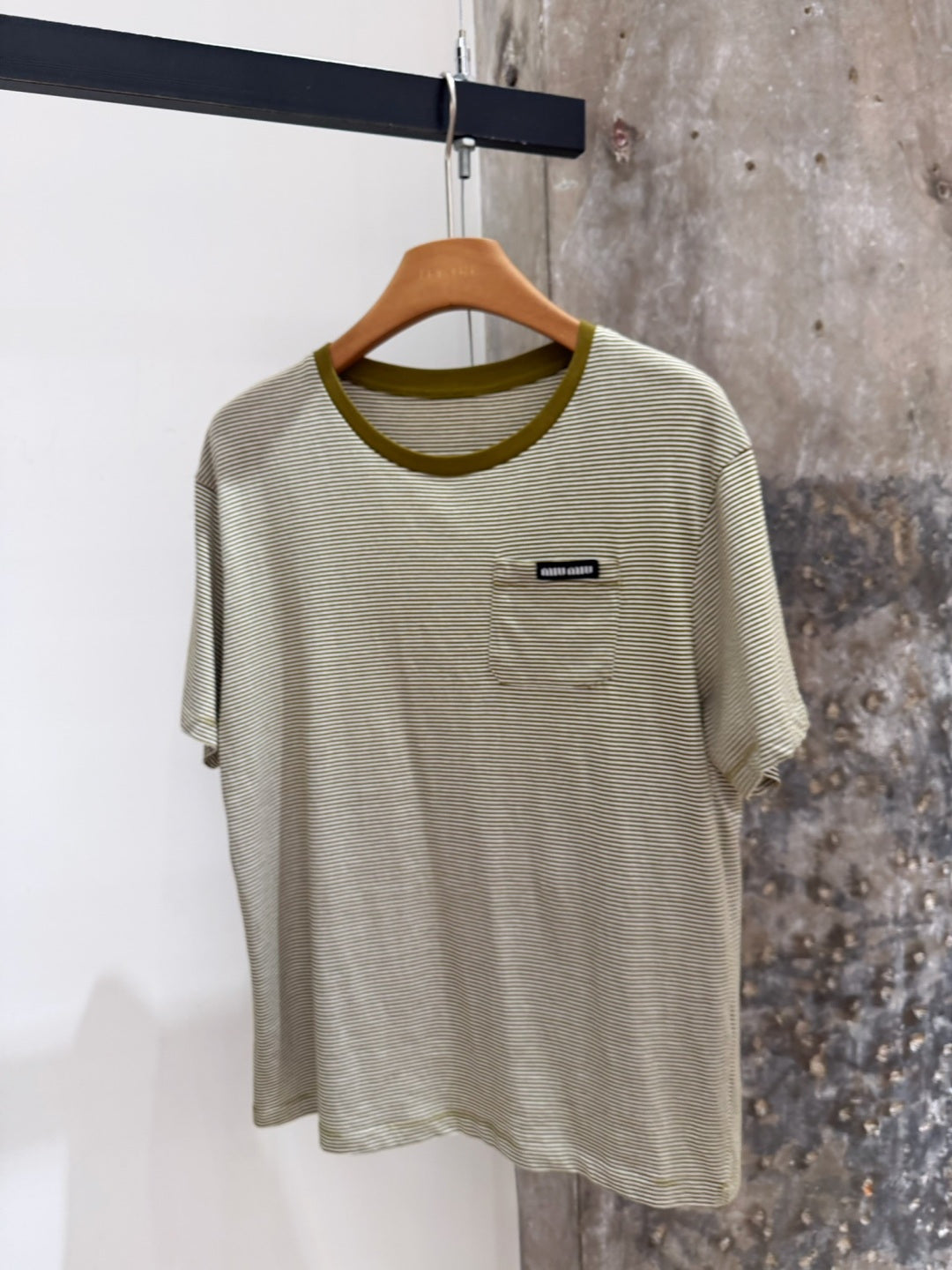 Stripe Crew Neck Tee | Olive Green