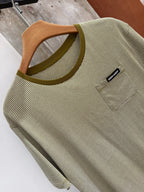 Stripe Crew Neck Tee | Olive Green