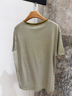 Stripe Crew Neck Tee | Olive Green