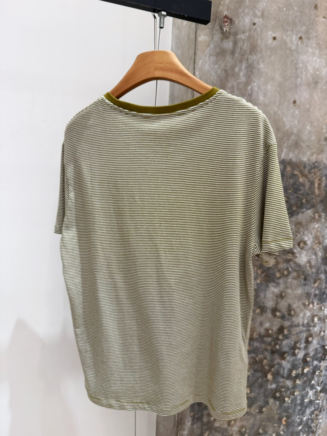 Stripe Crew Neck Tee | Olive Green