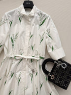 Lily of the Valley Print Shirt Dress