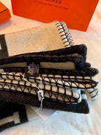 Merino Wool &  Cashmere Throw Blanket | Double-Sided Jacquard |