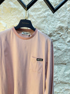 Fine Stripe Pocket Logo Long-Sleeve Tee