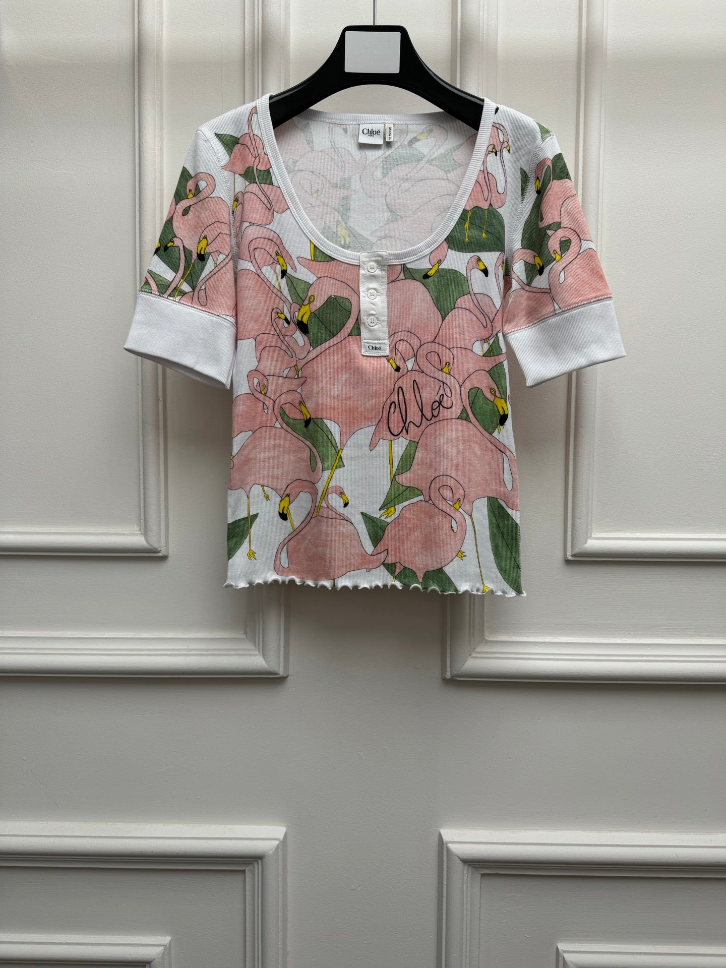 Flamingo Print U-Neck Tee | 2026 SS