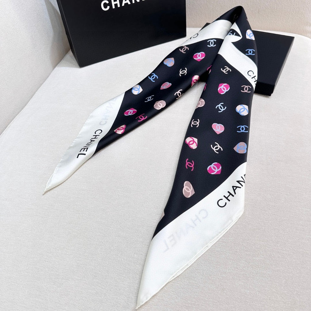 Bow Print Silk Square Scarf