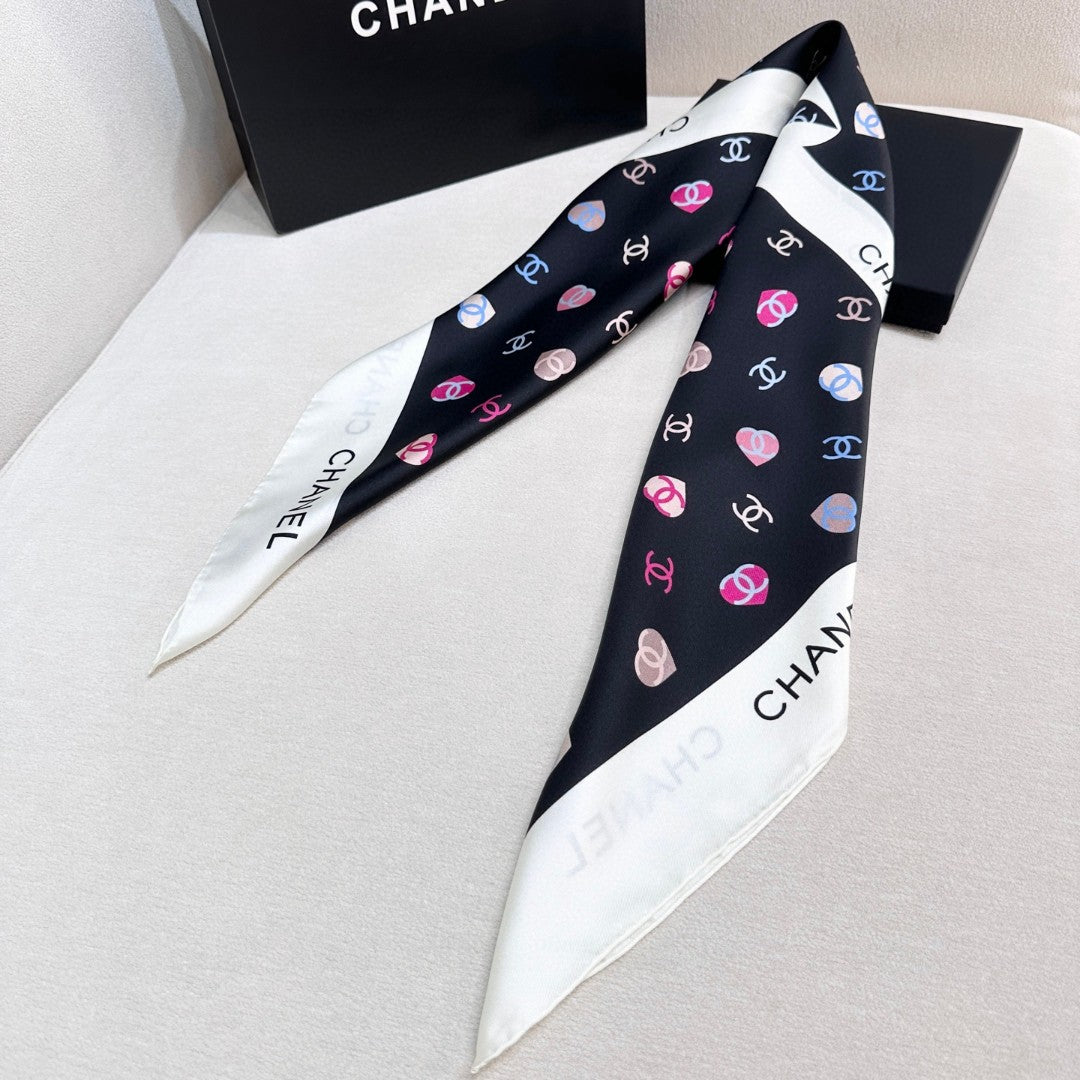 Bow Print Silk Square Scarf