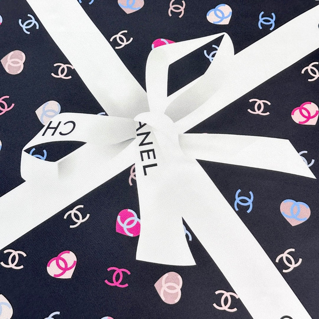 Bow Print Silk Square Scarf