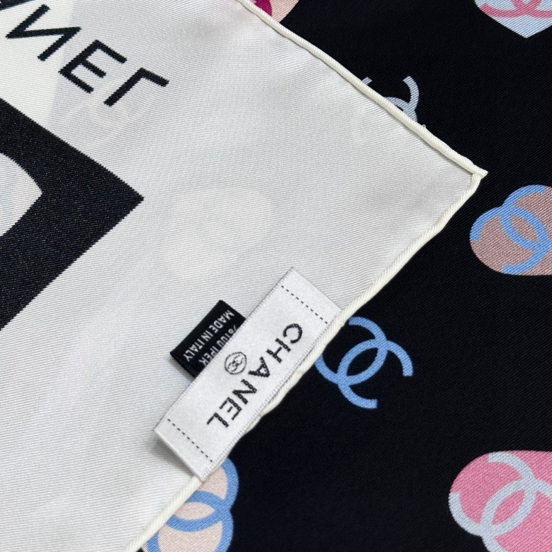 Bow Print Silk Square Scarf