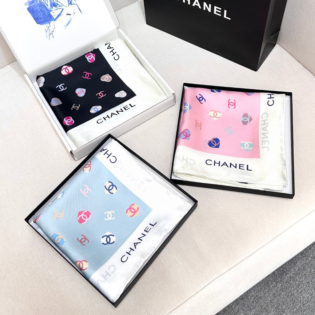 Bow Print Silk Square Scarf
