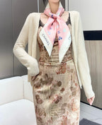 Bow Print Silk Square Scarf