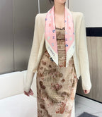 Bow Print Silk Square Scarf