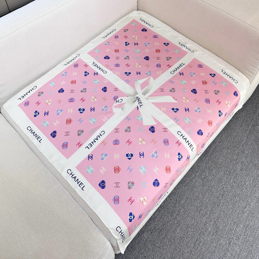 Bow Print Silk Square Scarf