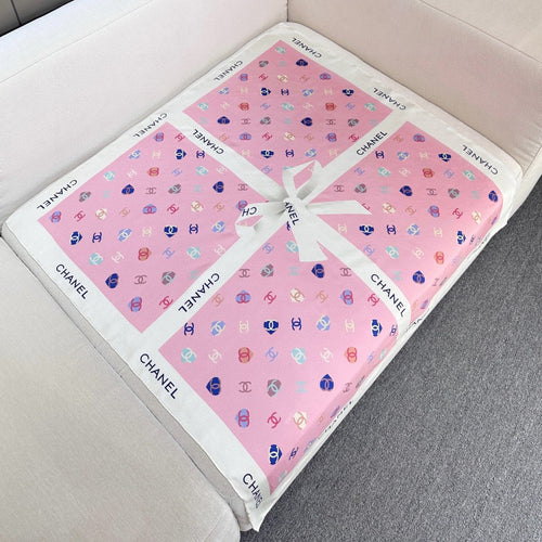 Bow Print Silk Square Scarf