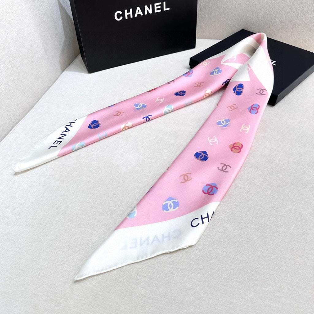 Bow Print Silk Square Scarf