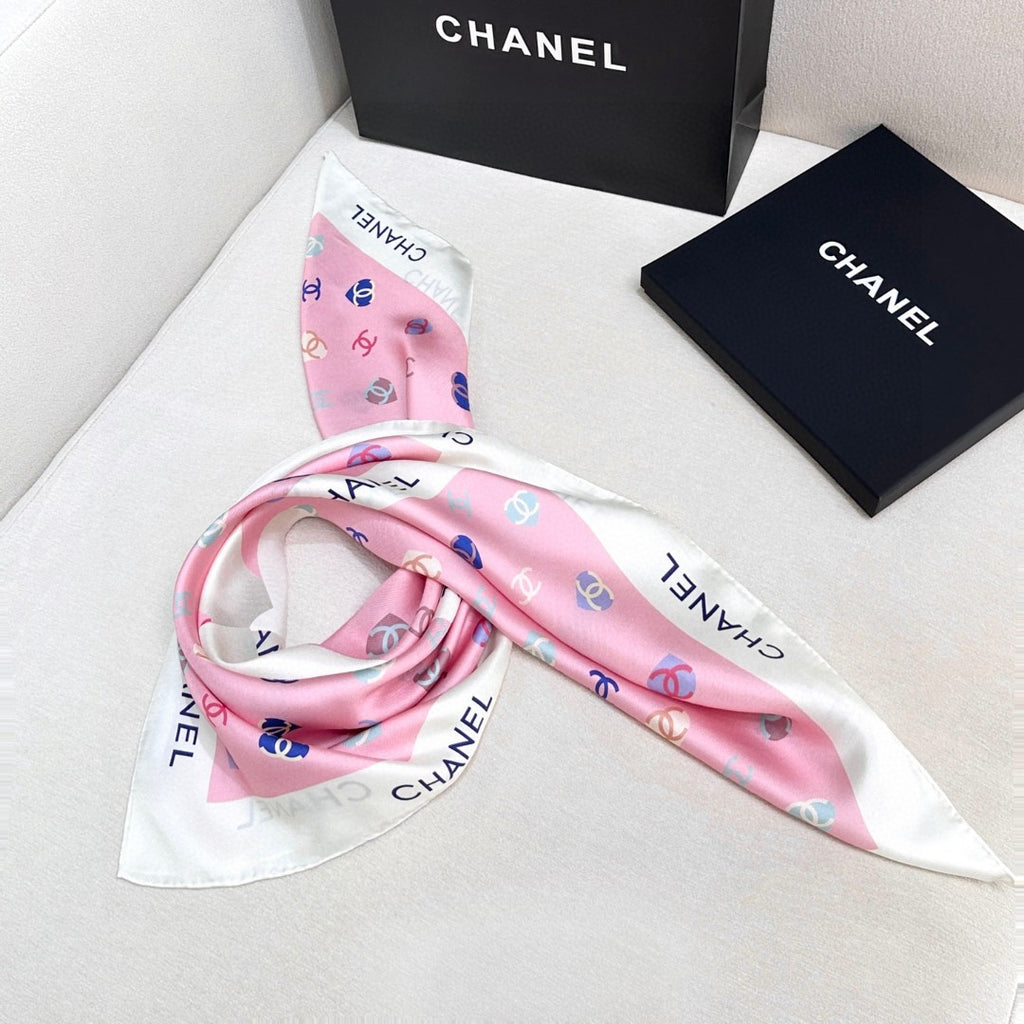 Bow Print Silk Square Scarf