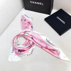 Bow Print Silk Square Scarf
