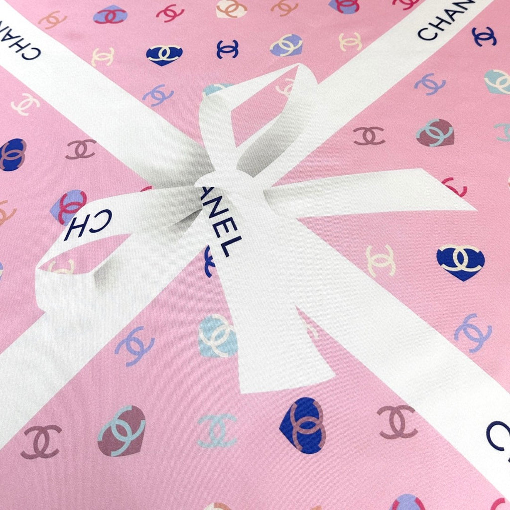 Bow Print Silk Square Scarf
