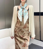 Bow Print Silk Square Scarf
