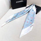 Bow Print Silk Square Scarf