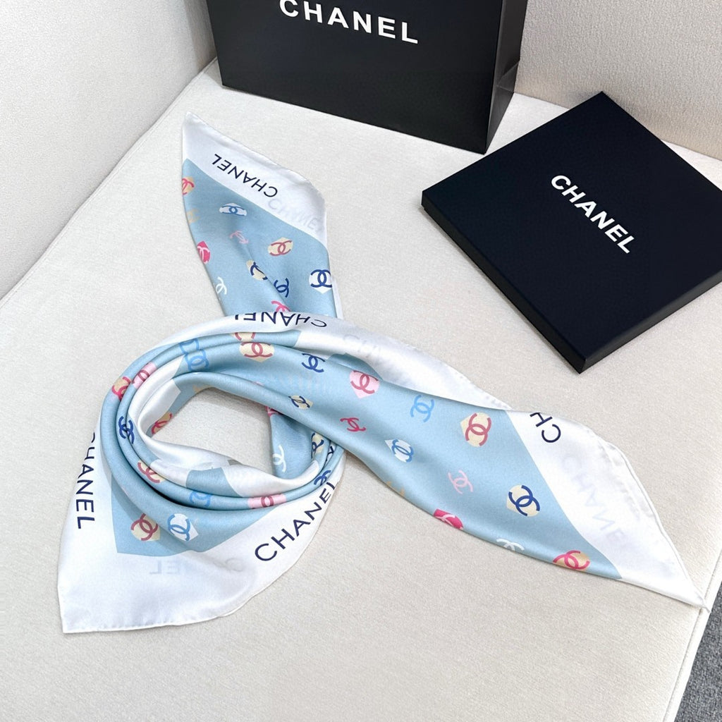 Bow Print Silk Square Scarf