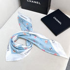 Bow Print Silk Square Scarf